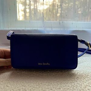 Vera Bradley Leather Mallory RFID Blue Crossbody Wallet
